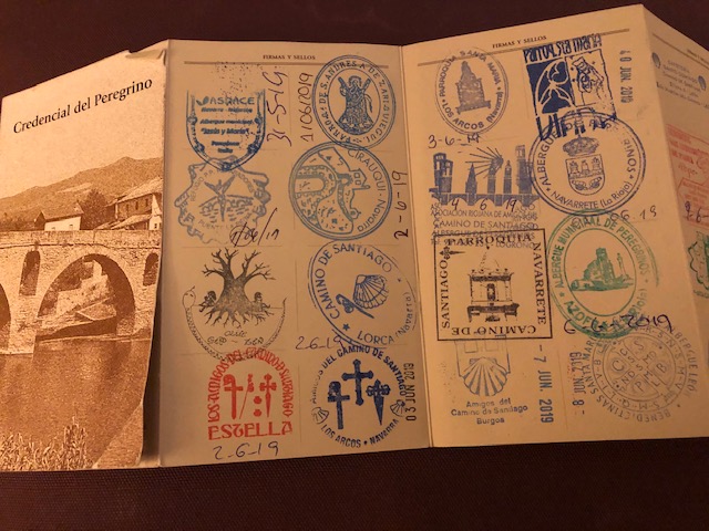 A book with many different stamps on it